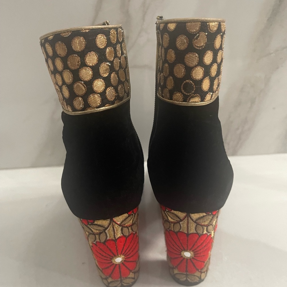 Christian Louboutin Velvet Embellished Booties Sz 39.5